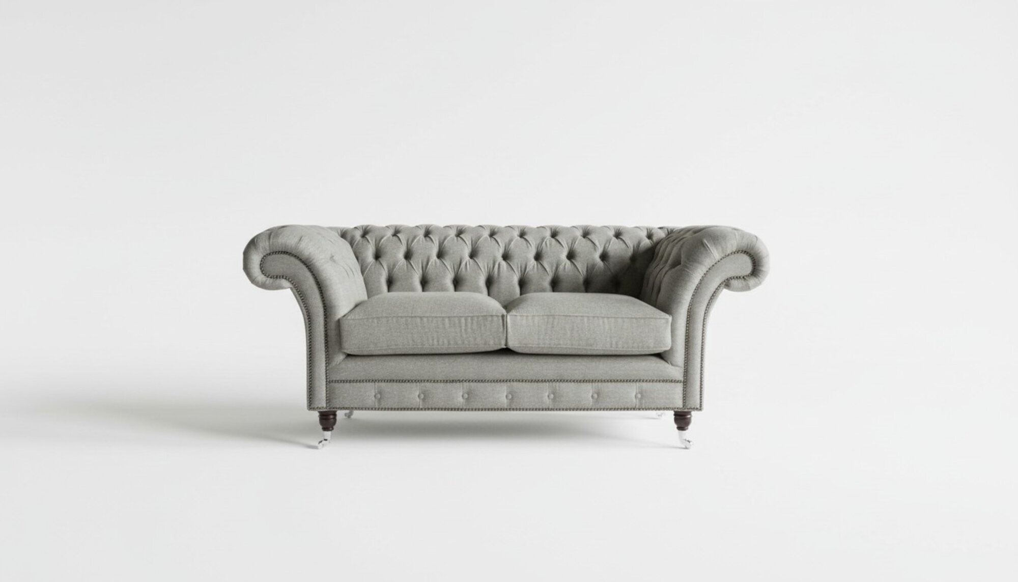 Edle 2 Sitzer Couch Polster Sofa Textil Stoff Grau Couchen Chesterfield