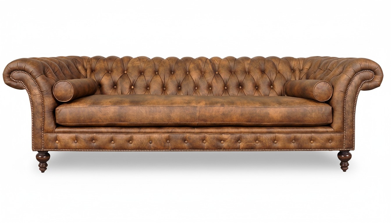 Edle Chesterfield Textil Stoff Leder Sofa Couch Polster 3 Sitzer Garnitur Sofas