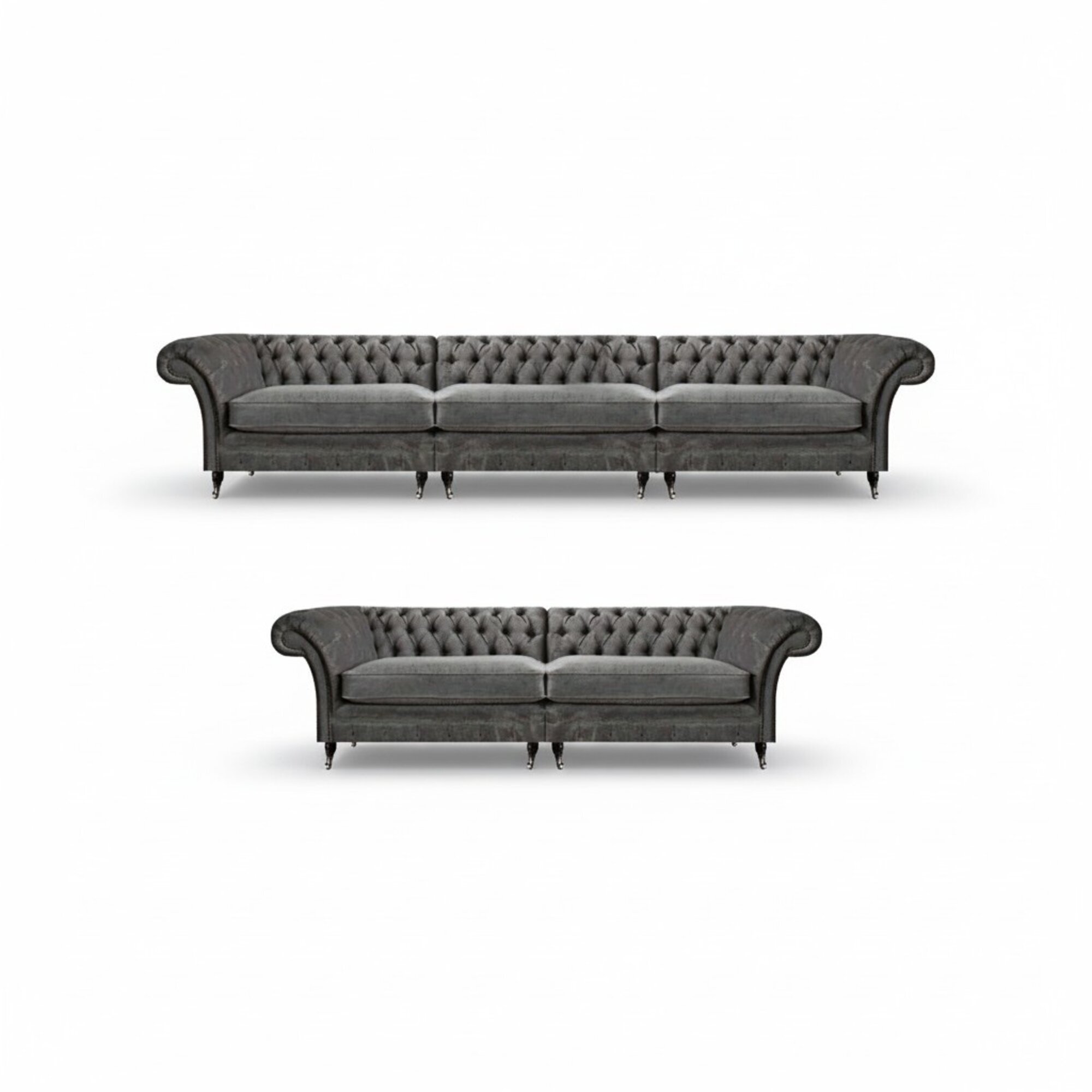 Edle Graue Chesterfield Sofas Exklusive Wohnzimmer Couchen Polster Möbel