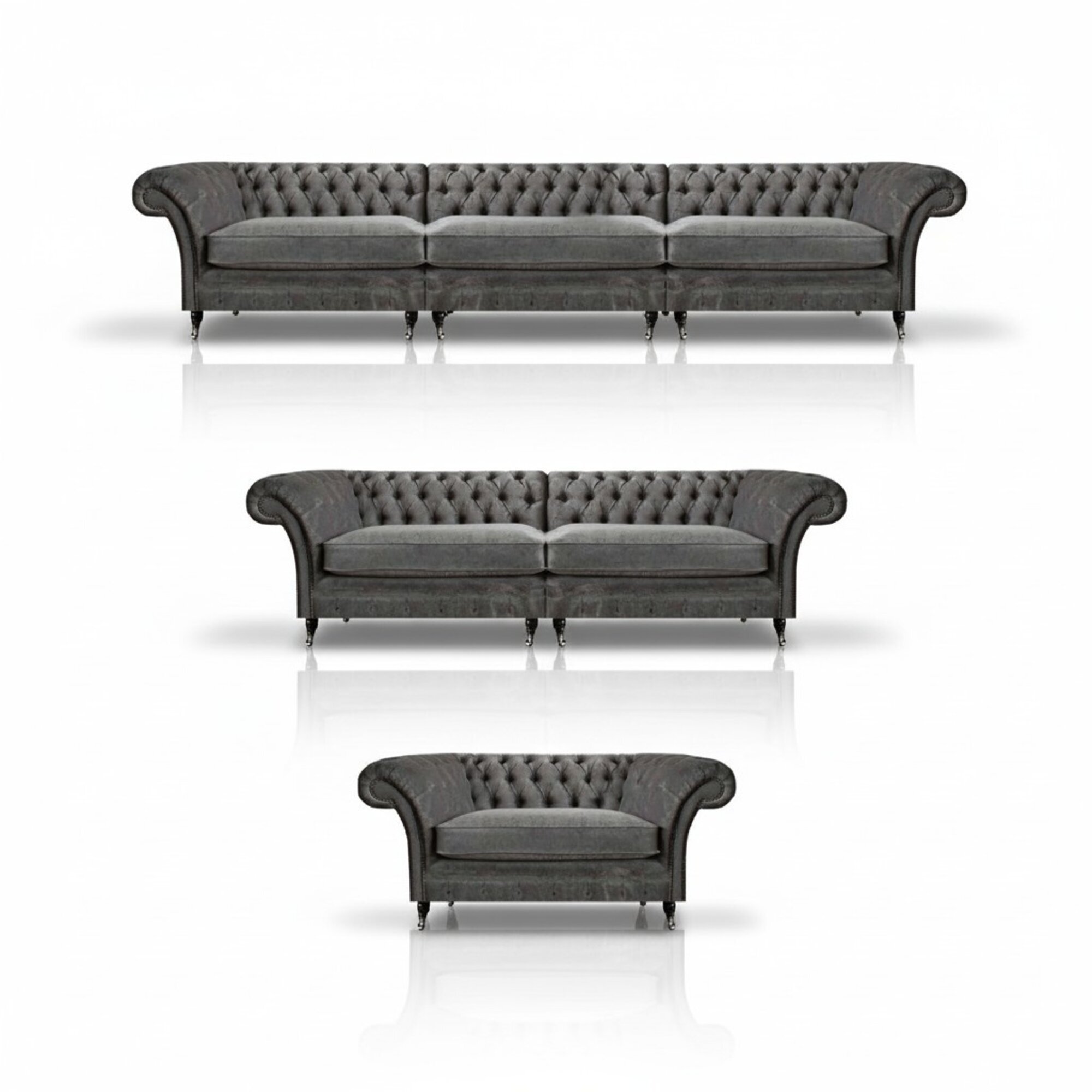 Edles Chesterfield Set Designer Polstermöbel Sofagarnitur 3tlg Sitzmöbel