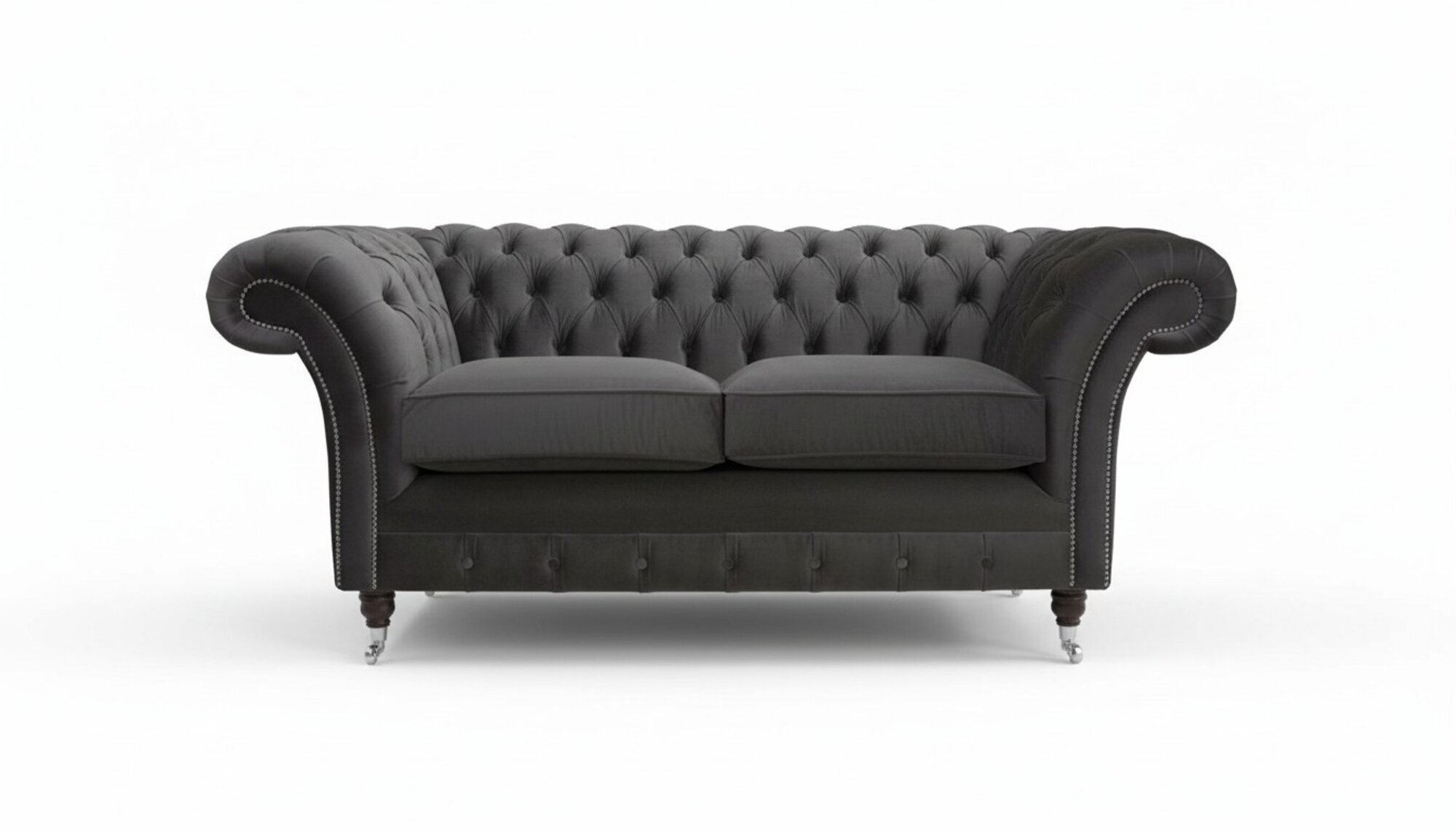 Edles Design Samt Chesterfield Couch Textil Stoff Sofa Designer 2 Sitzer Möbel