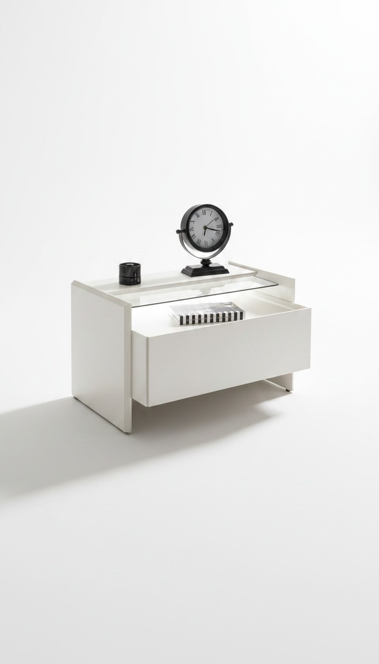 Ein Nachttisch in stilvollem Design verschönert den Raum im Schlafzimmer