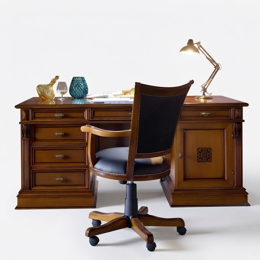 Einrichtung Arbeitszimmer Büro Möbel Tisch Sessel 2tlg Garnitur Barock