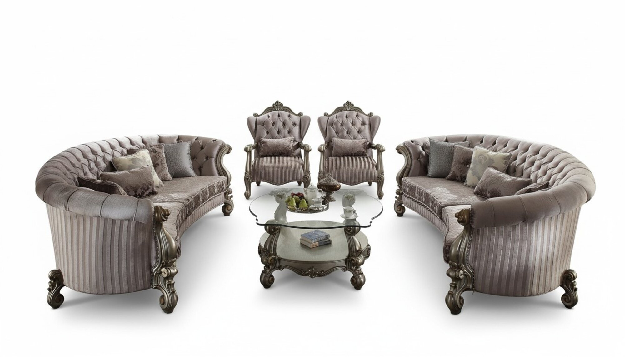 Einzigartiger Satz Chesterfield Luxus Möbel 4tlg. 2x rundes Sofa + 2x Sessel
