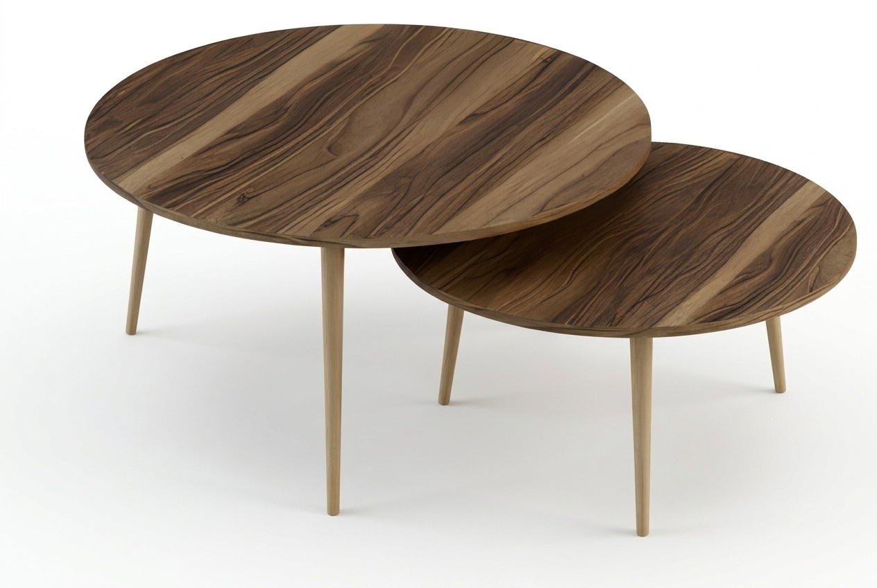 Elegante braune Holz Beistelltische im modernen Stil