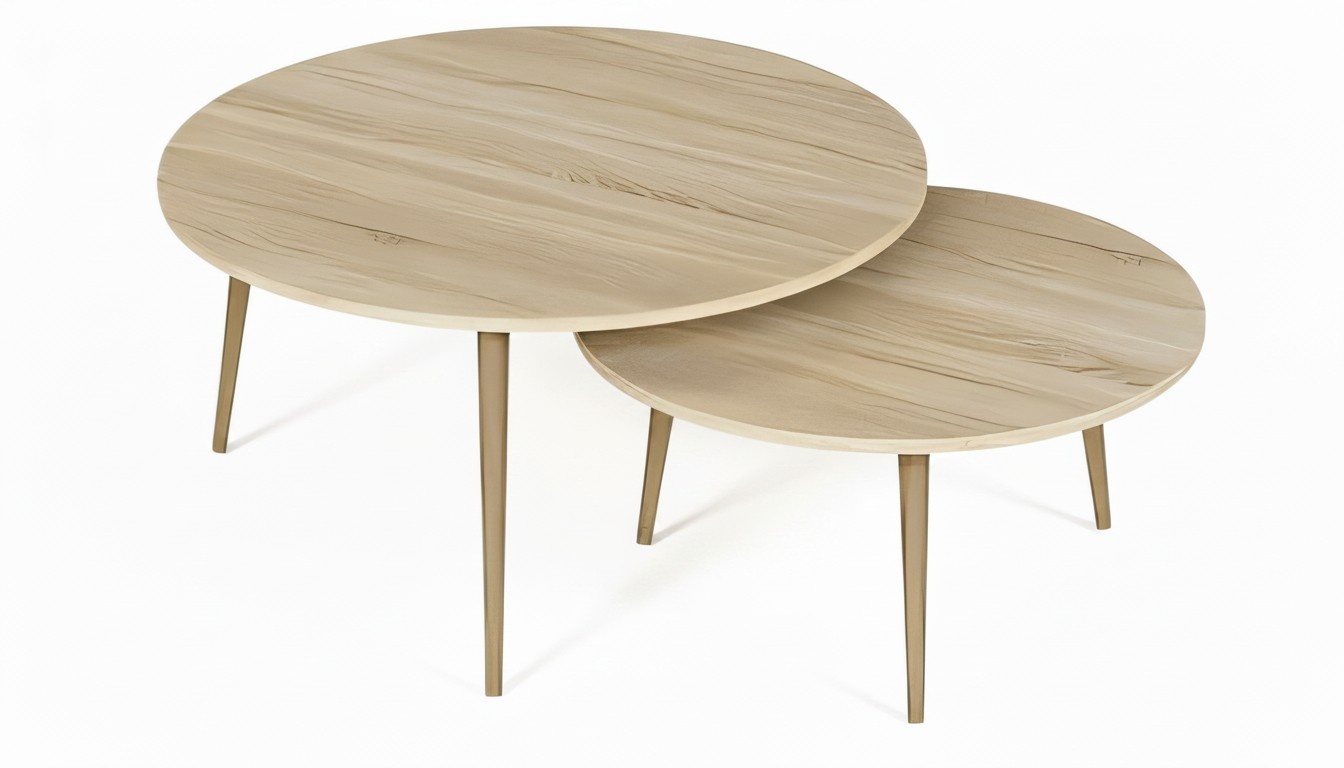 Elegante braune Holz-Beistelltische im modernen Stil