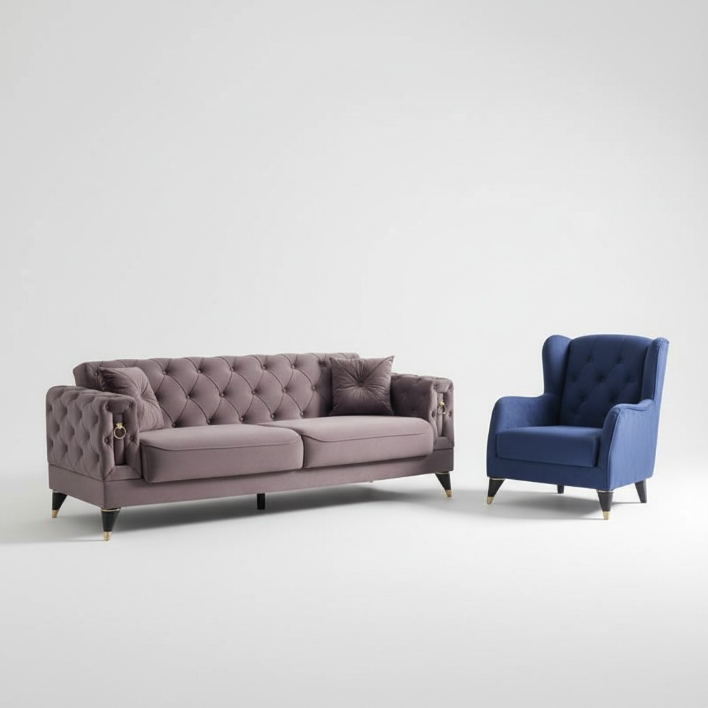 Elegante Sofagarnitur 3+3 Sitzer Perfekte Kombination aus Stil und Komfort
