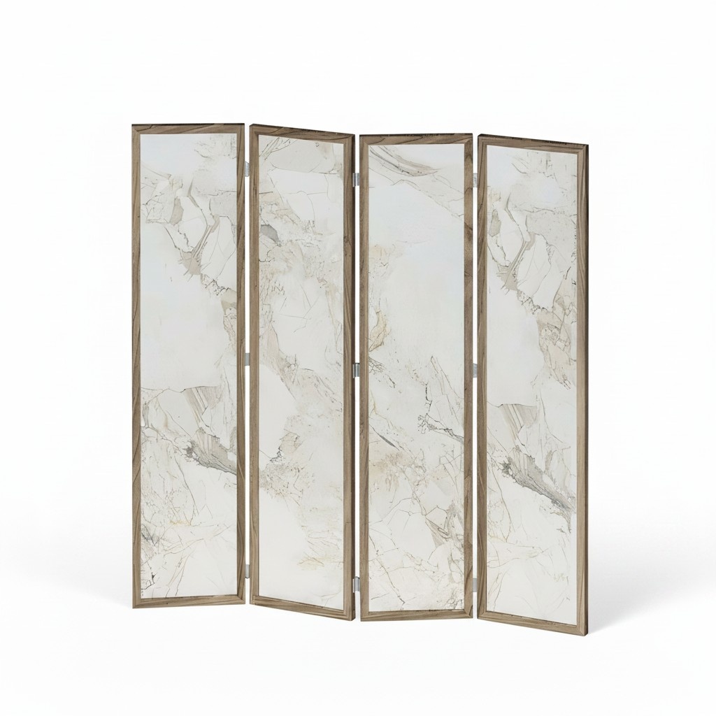 Eleganter beige Raumteiler aus MDF für Wohnzimmer und Büro