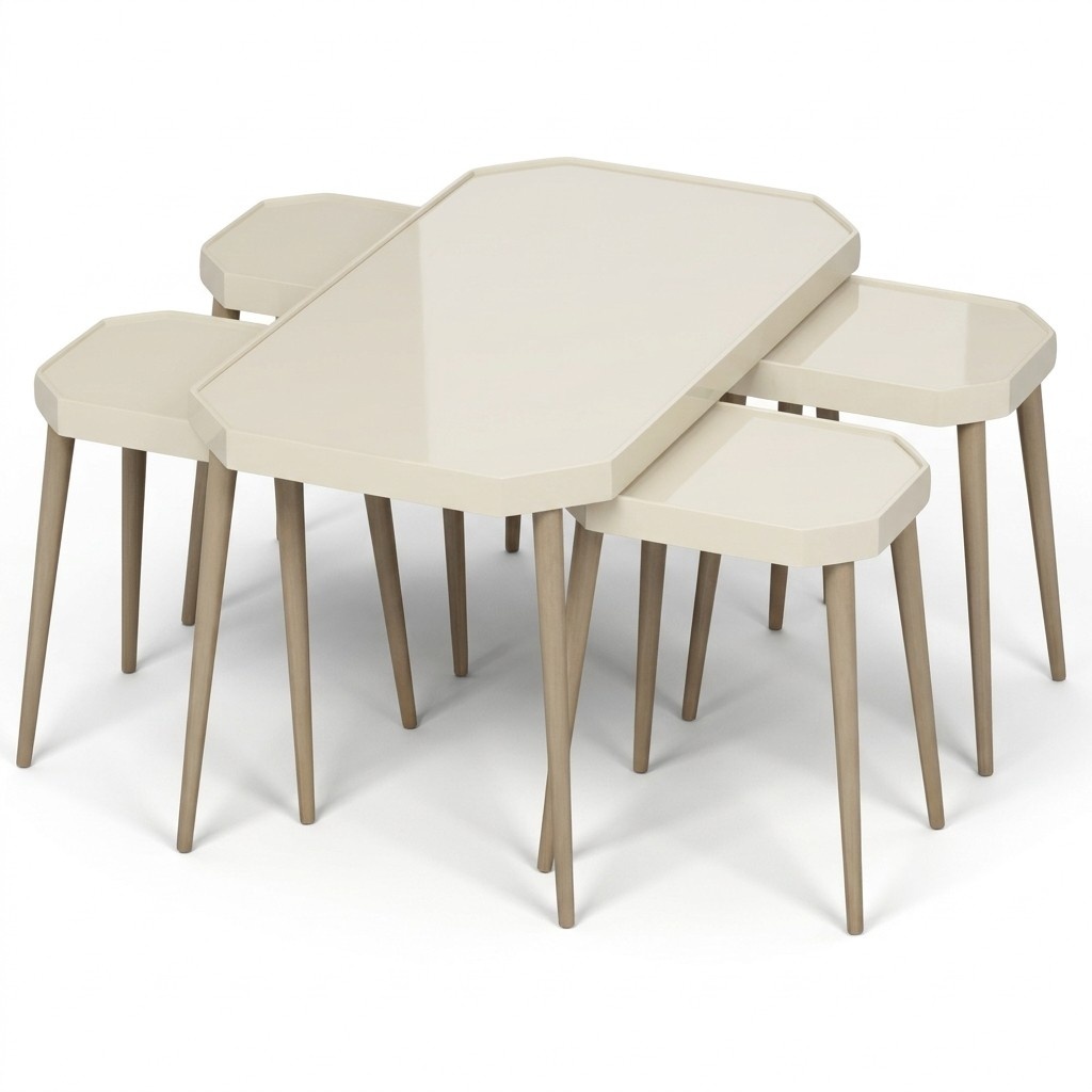 Eleganter Beistelltisch aus Holz in Beige für modernes Wohnambiente