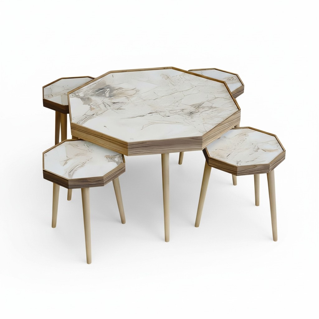 Eleganter Beistelltisch aus Holz in Beige im modernen Stil