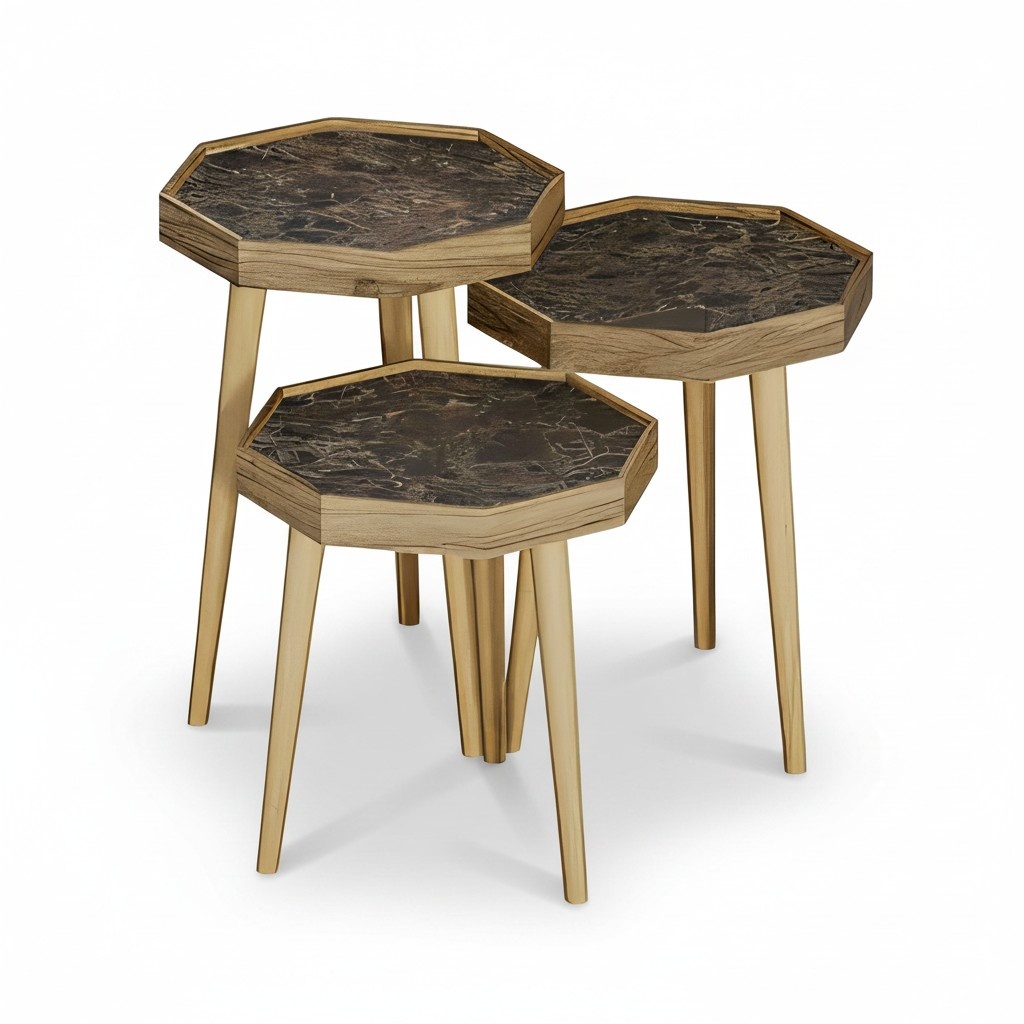 Eleganter brauner Holz-Beistelltisch im modernen Stil