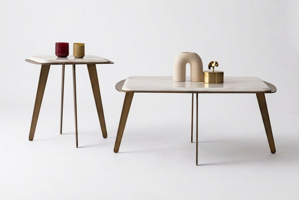 Eleganter Couchtisch mit zwei stilvollen Beistelltischen