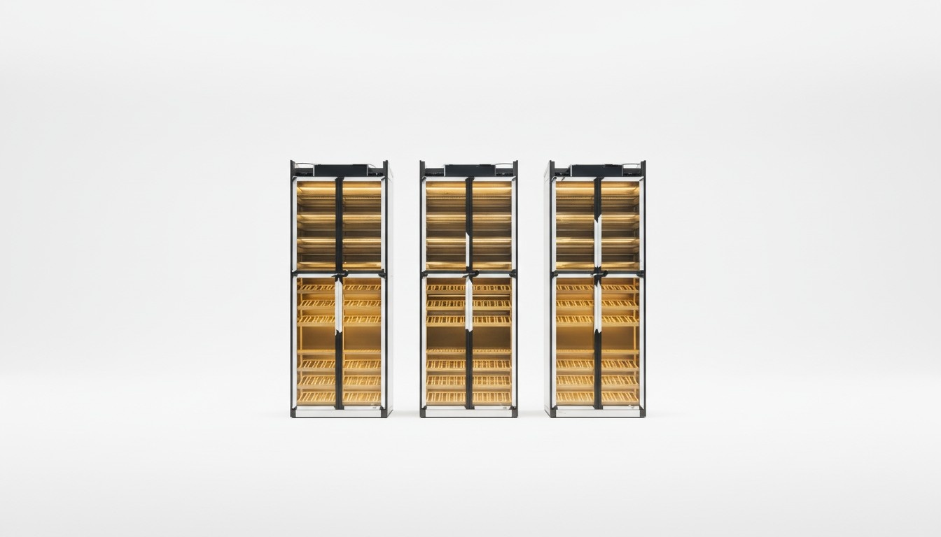 Eleganter schwarzer Weinschrank aus Edelstahl mit