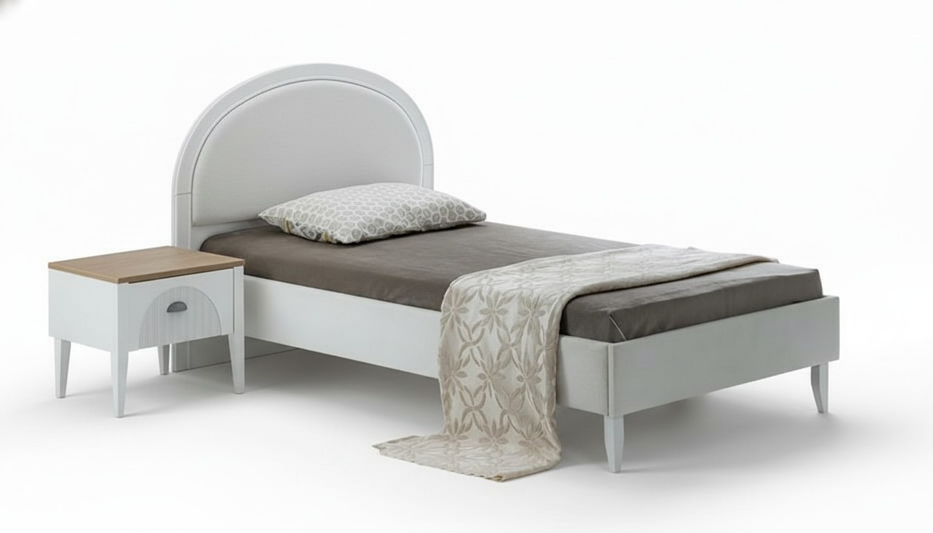 Elegantes Bett Modernes Design Weiß Erholsamer Schlaf Stilvolles Ambiente