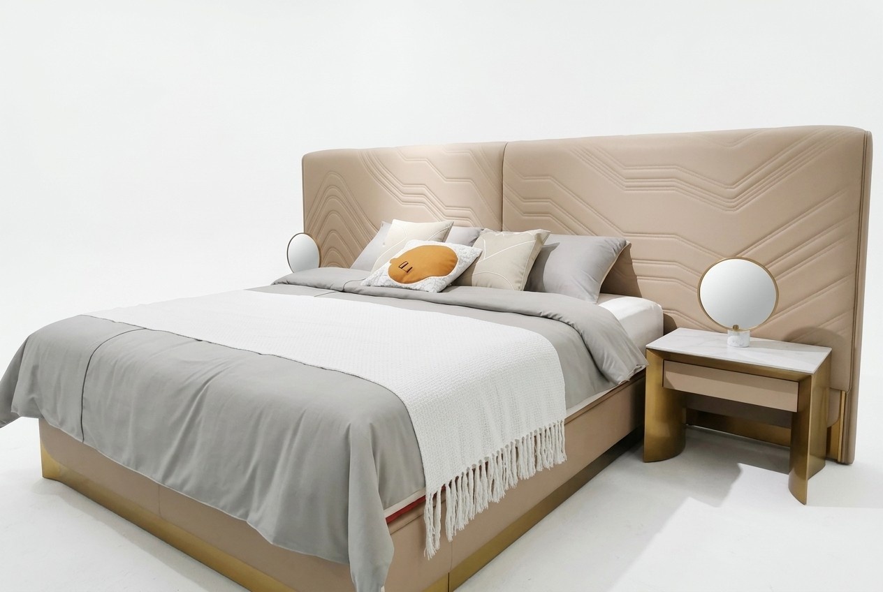 Elegantes DoppElegantes Doppelbett luxuriöses Schlafzimmerbett stilvolles Bett