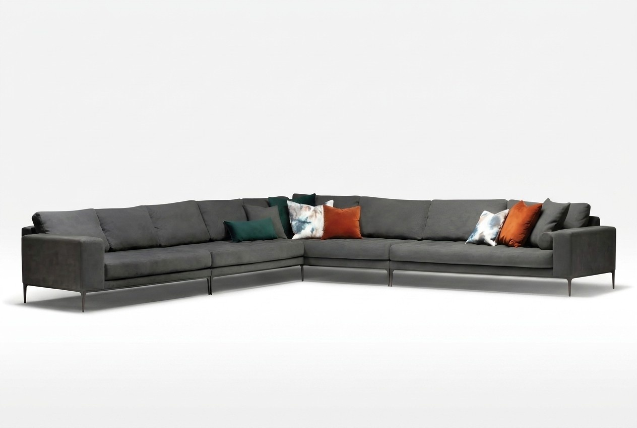 Elegantes graues Ecksofa aus Stoff modern und zeitlos