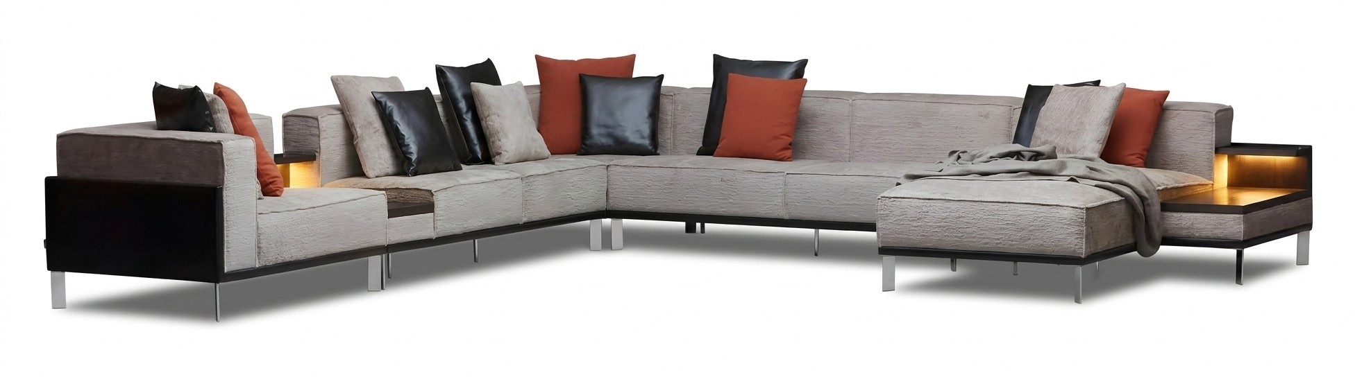 Elegantes graues Ecksofa aus Stoff im modernen Design