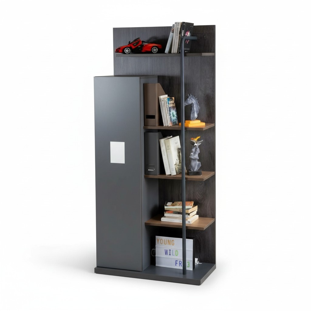 Elegantes graues Holz Bücherregal im modernen Design