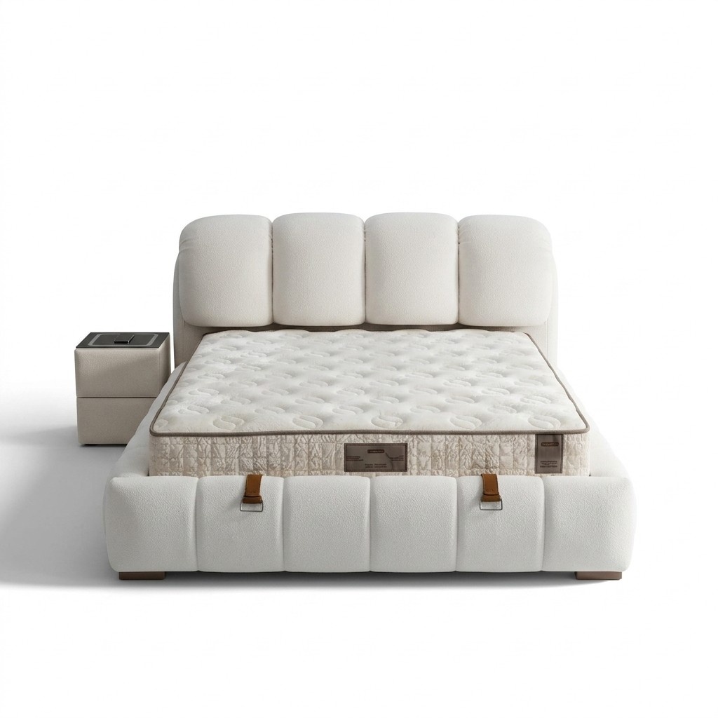 Elegantes weißes Bett mit Matratze in modernem Design