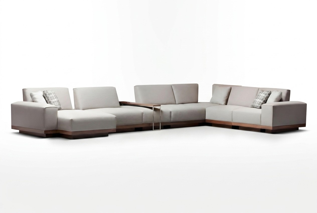 Elegantes weißes Stoff-Ecksofa im modernen Design