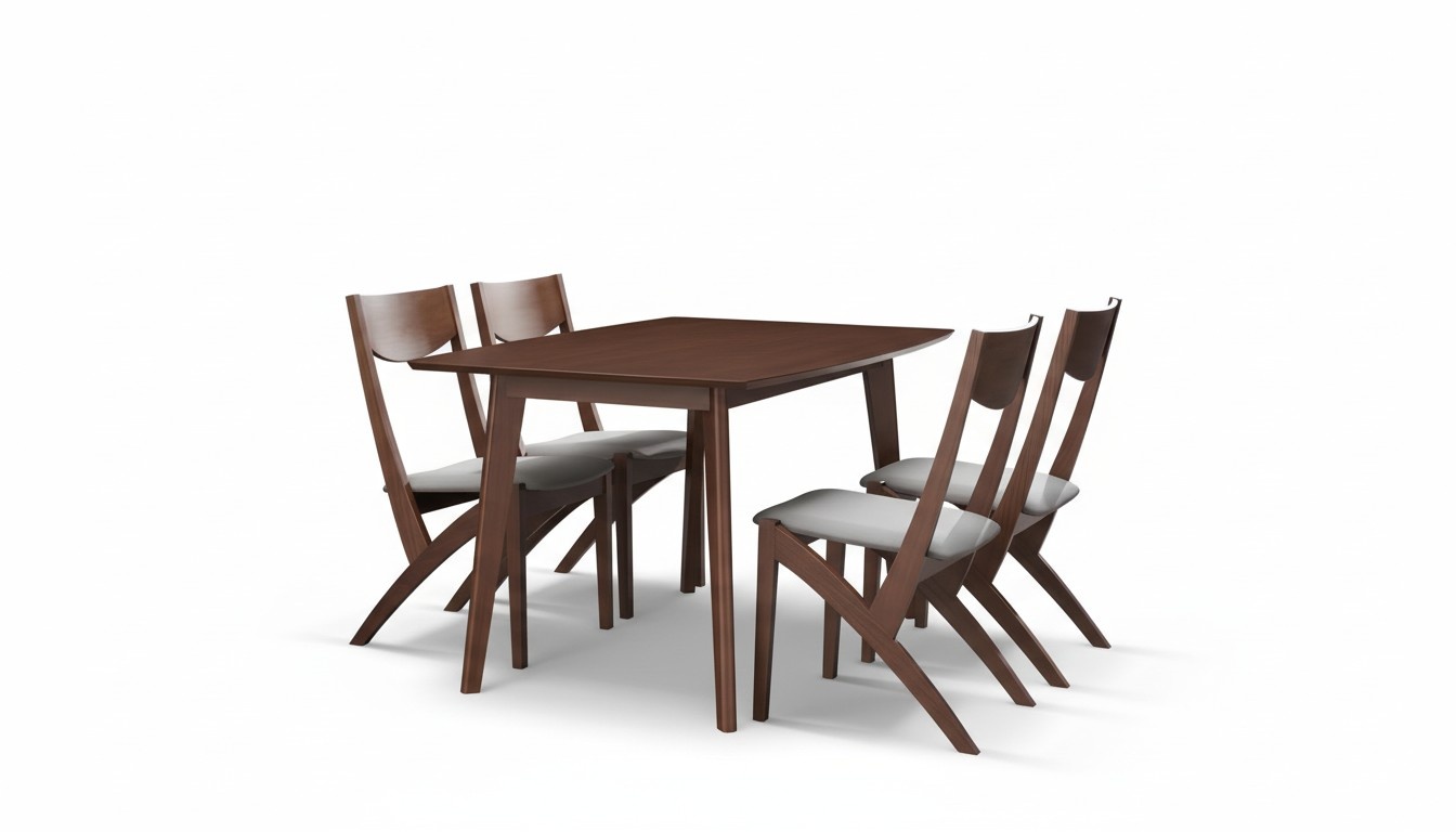 Ess Tisch + 4 Stühle Konferenz Tische Büro Holz Zimmer Design Stuhl