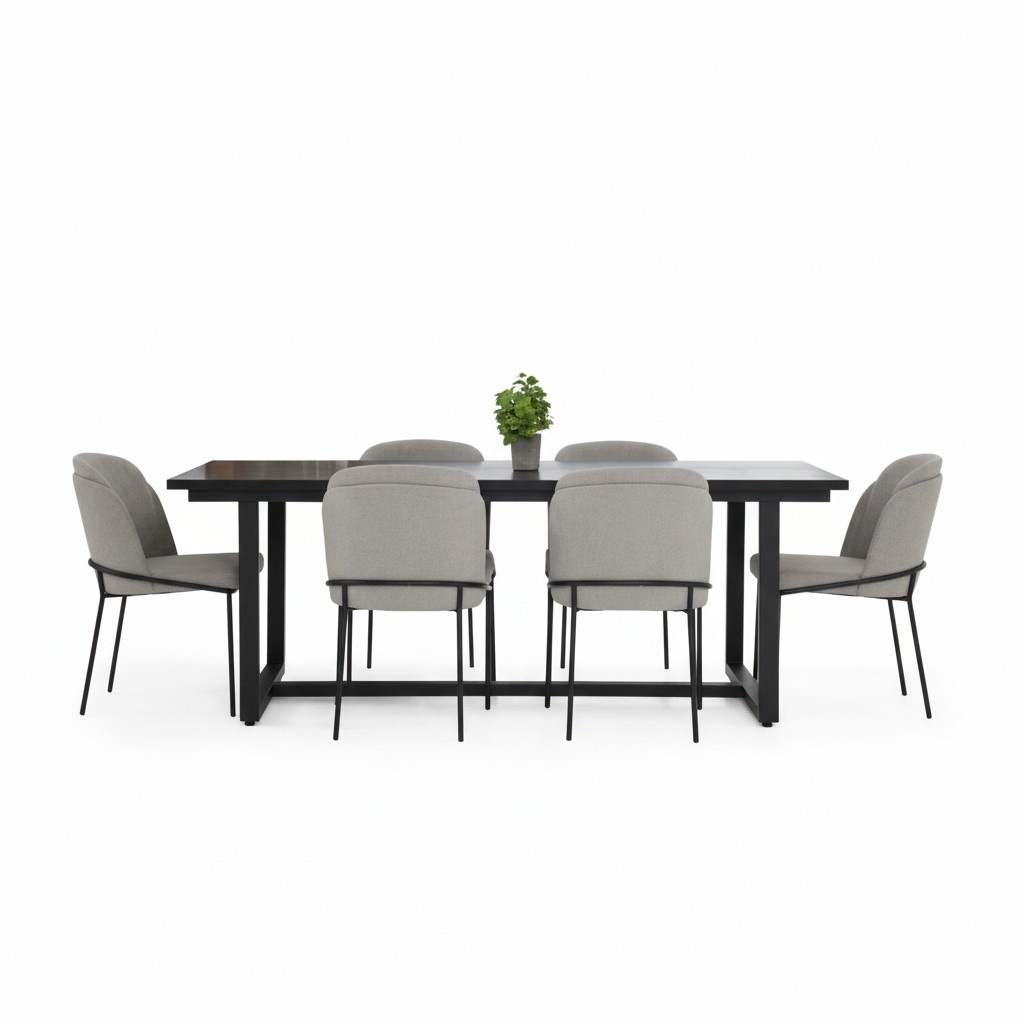 *Essecke Essgruppe Esszimmer Esstisch Stühle 7tlg Holz Grau Set