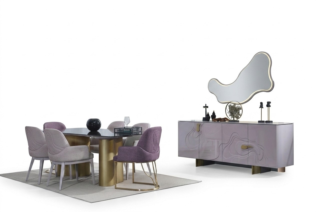 Essecke Esszimmermöbel Essgruppe Esstisch Set Esszimmer 9tlg Rosa Holz