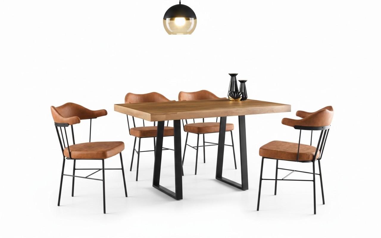 Elegante 5-teilige Essgruppe in Braun aus Holz
