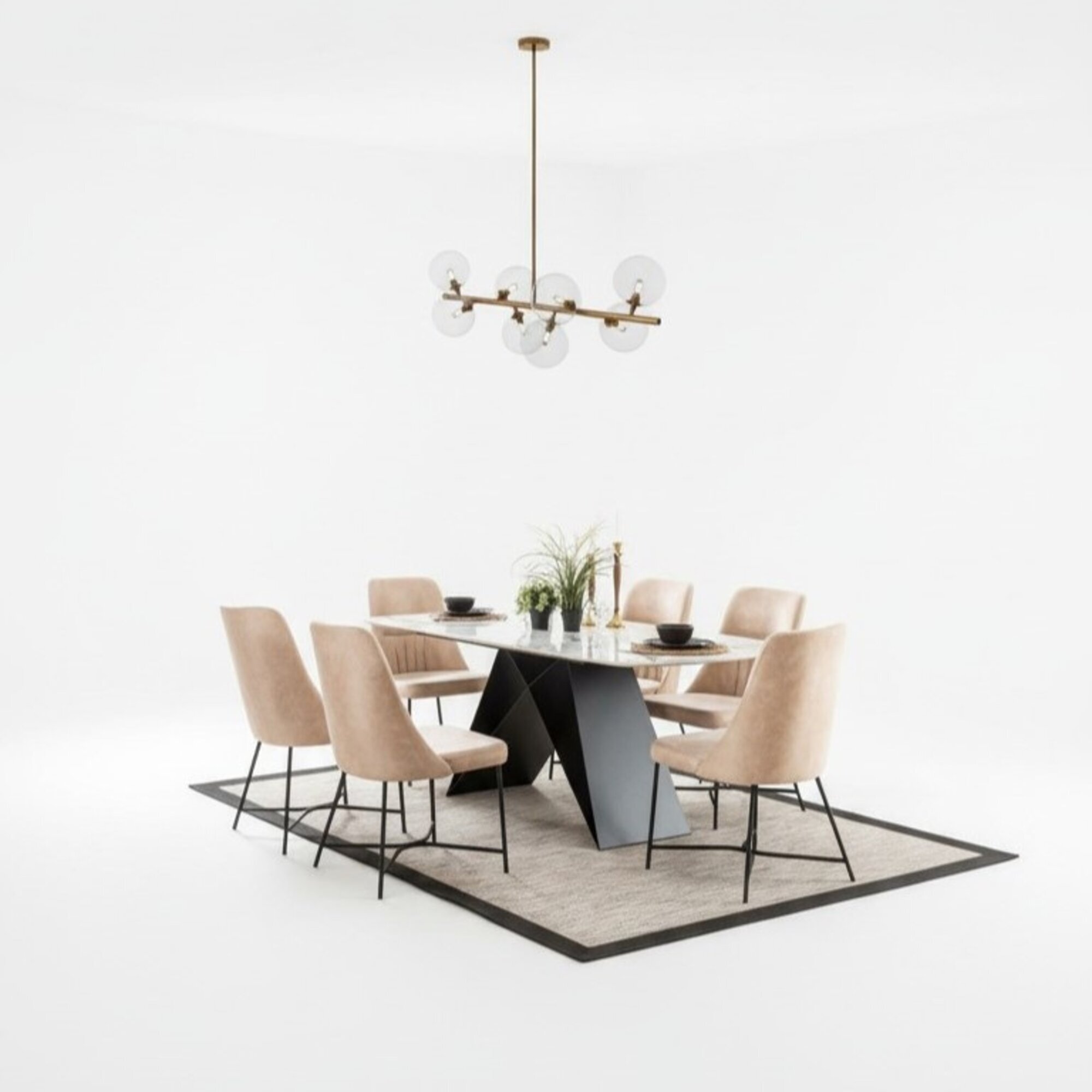 Essgarnitur Essgruppe Möbel Gruppe Esszimmer Esstisch 6x Stuhl Garnitur 7tlg