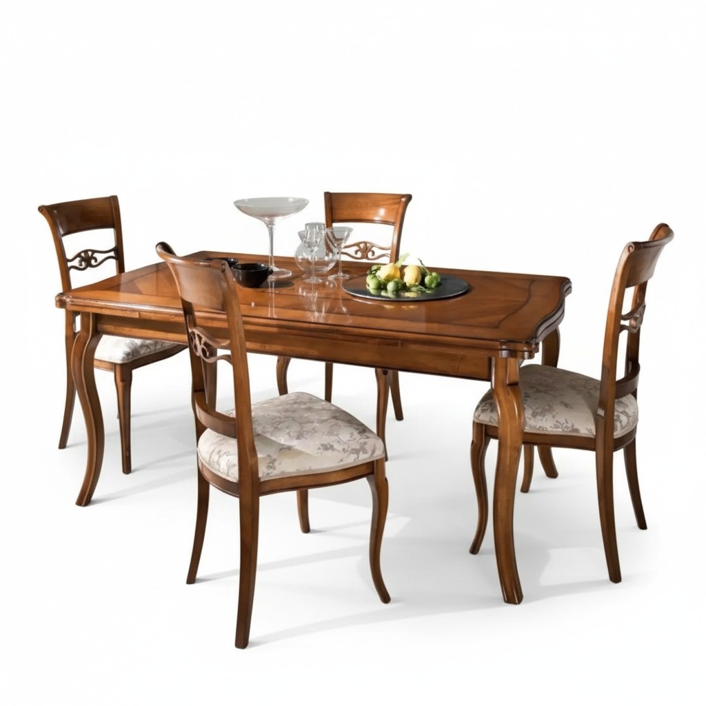 Essgarnitur Esstisch 4 x Stühle Set Klassischer Essgruppe 5tlg. Tische