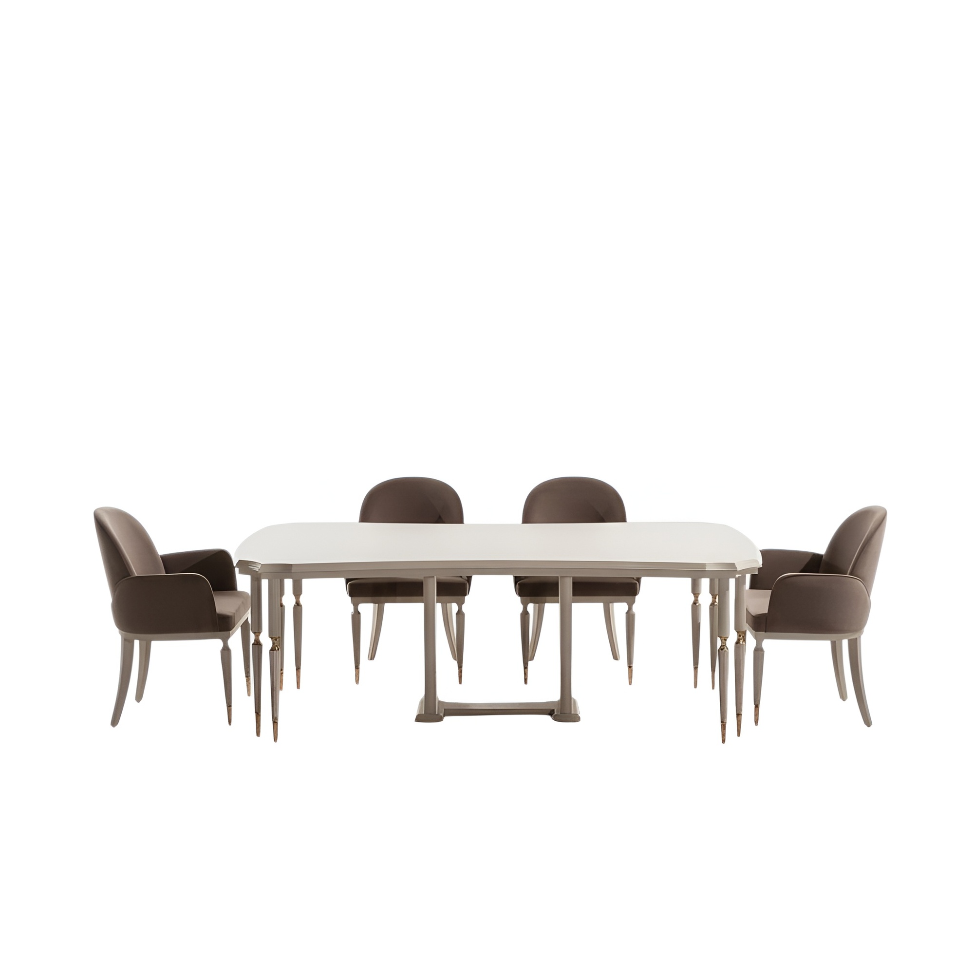 Essgruppe Essecke Esstisch Stühle Set 7tlg Esszimmer Beige Holz Design