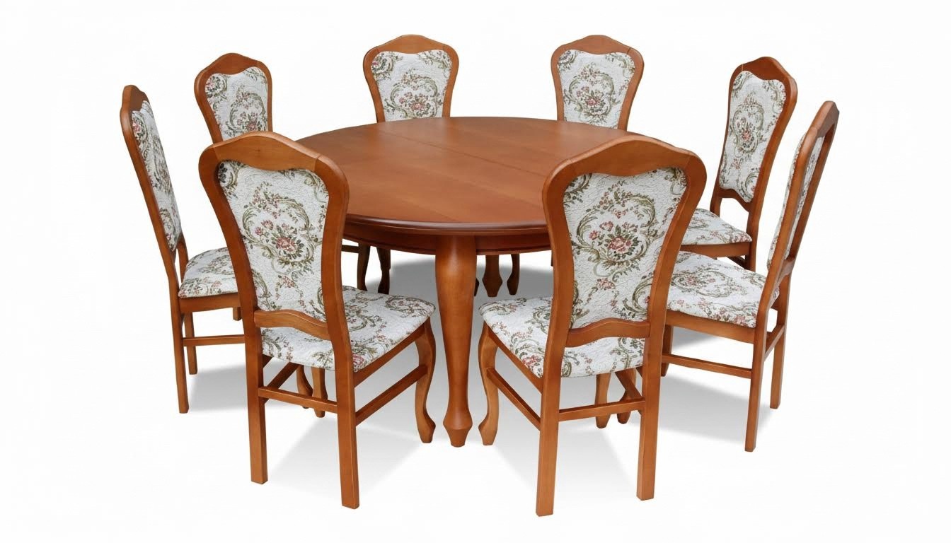 Esstisch & 8x Stühle Esszimmer Set Essgruppe Kalssischer Tisch Stuhl Tische Z16