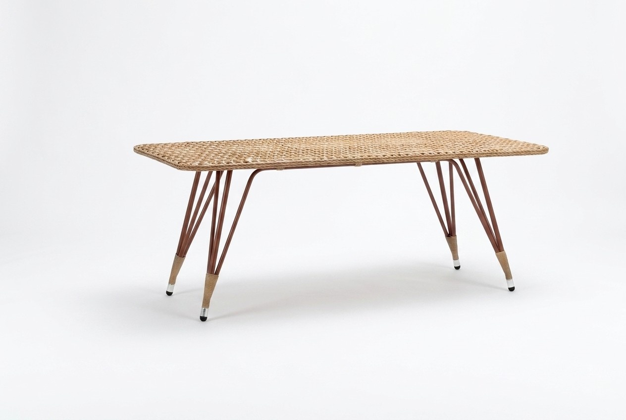 Esstisch Hochwertig Rechteckig Luxus Moderner Braun Terrasse Rattan Möbel