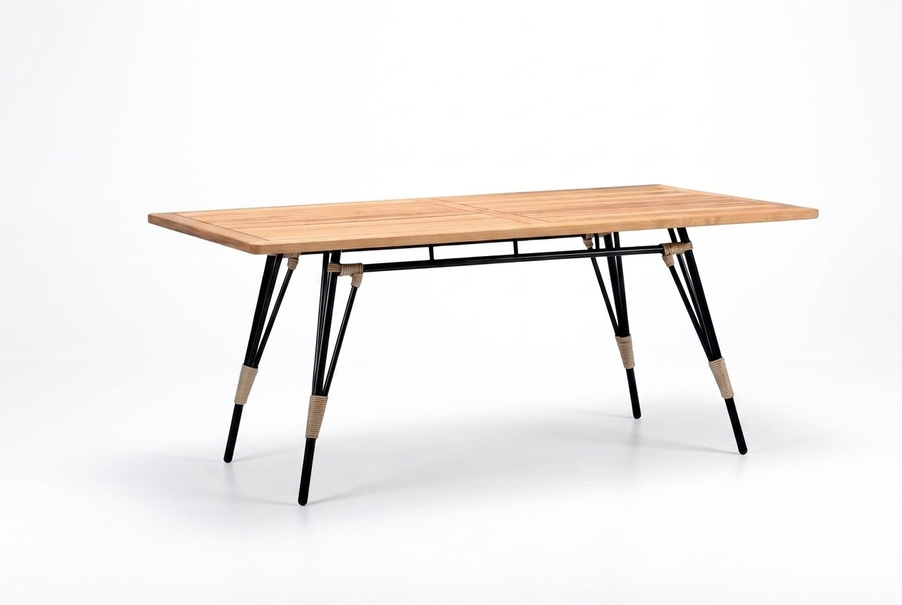 Esstisch Rechteckig Luxus Braun Hochwertig Rattan Moderner Design Kaffeetisch