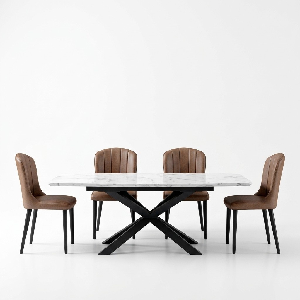 Esszimmer Design Möbel Stuhlgruppe Tisch + 4 Lehn Stühle 5 tlg. Set