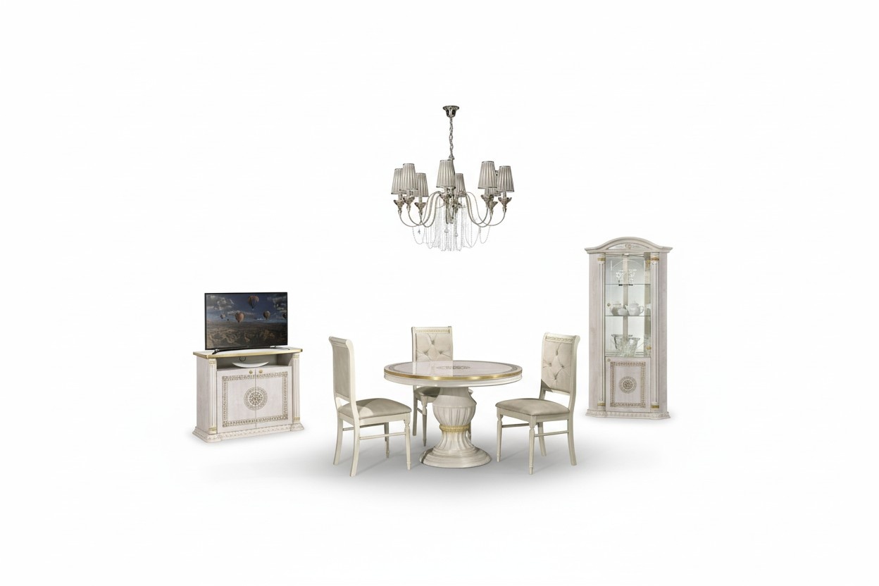 Esszimmer Esstisch Stuhl RTV Eckvitrine Gruppe Garnitut Holz Tisch Set 6tlg.