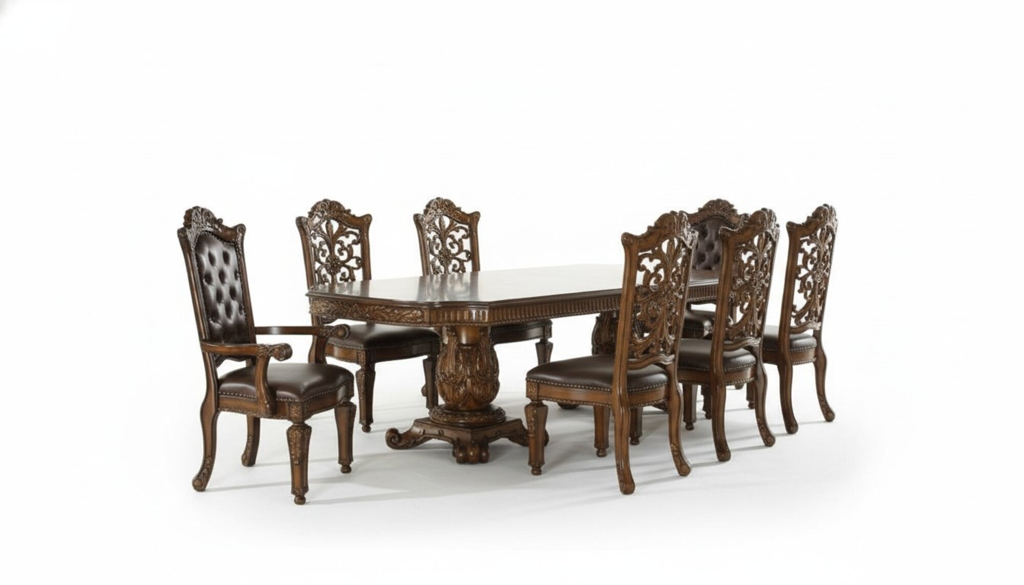 Esszimmer Garnitur 9tlg. Set Barock Rokoko Tisch 8x Stühle Stuhl Gruppe