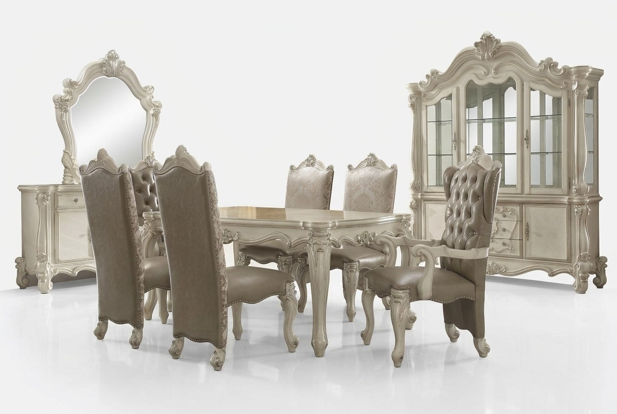Esszimmer Set Garnitur Tisch 6x Stuhl Kommode Spiegel Barock 9tlg.