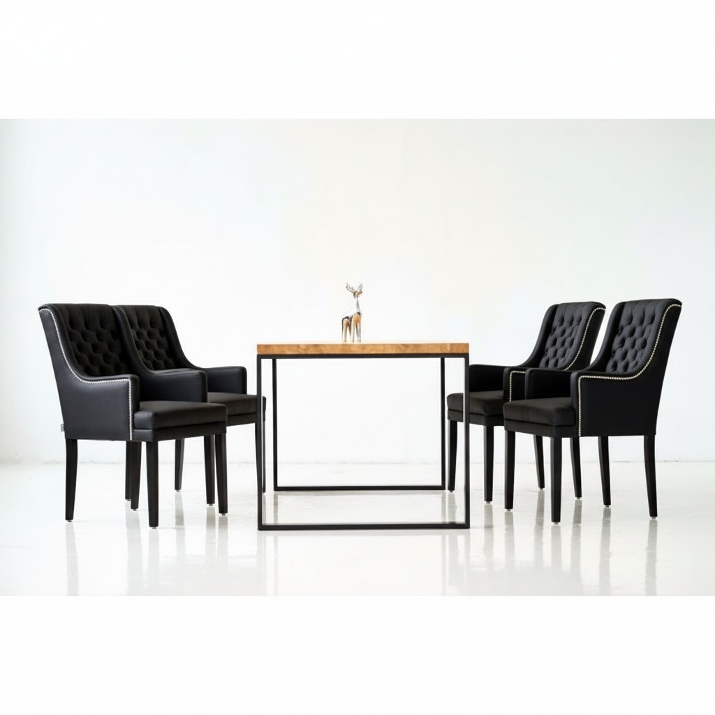 Esszimmer Tisch + 6 Chesterfield Stühle Gruppe Stuhl Garnitur Polster