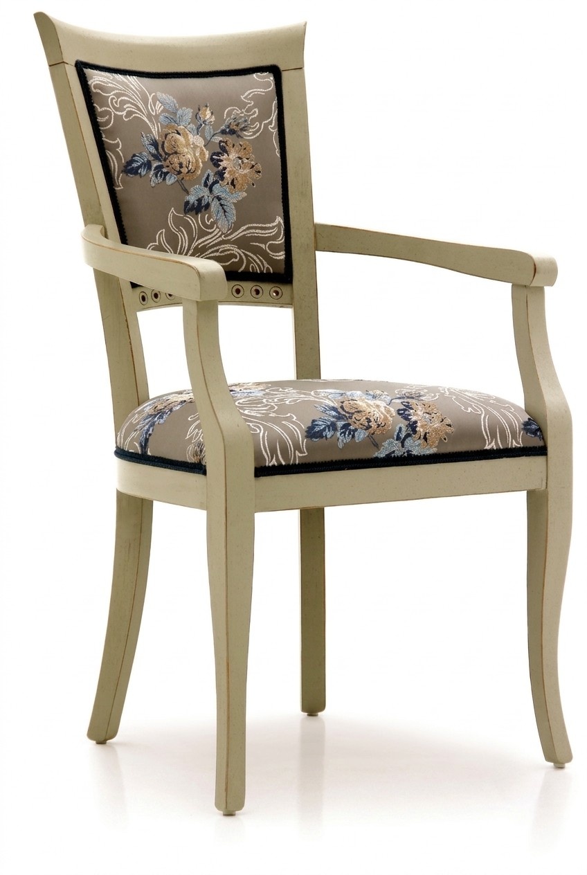 Esszimmerstuhl Art déco Armlehne Esszimmer Stühle Design Textil Luxus Mehrfarbig