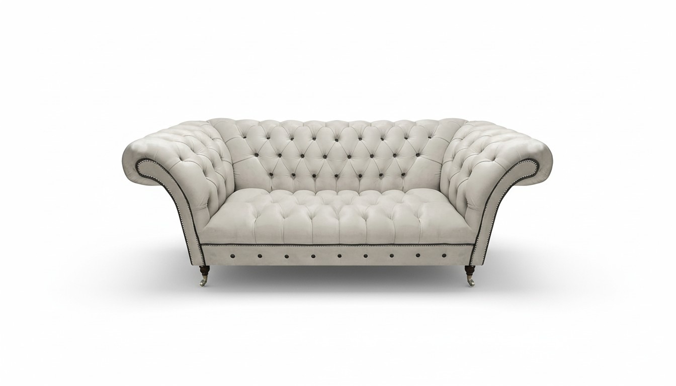 Exklusive Chesterfield Weiße Couch Designer Zweisitzer Wohnzimmer Sofa