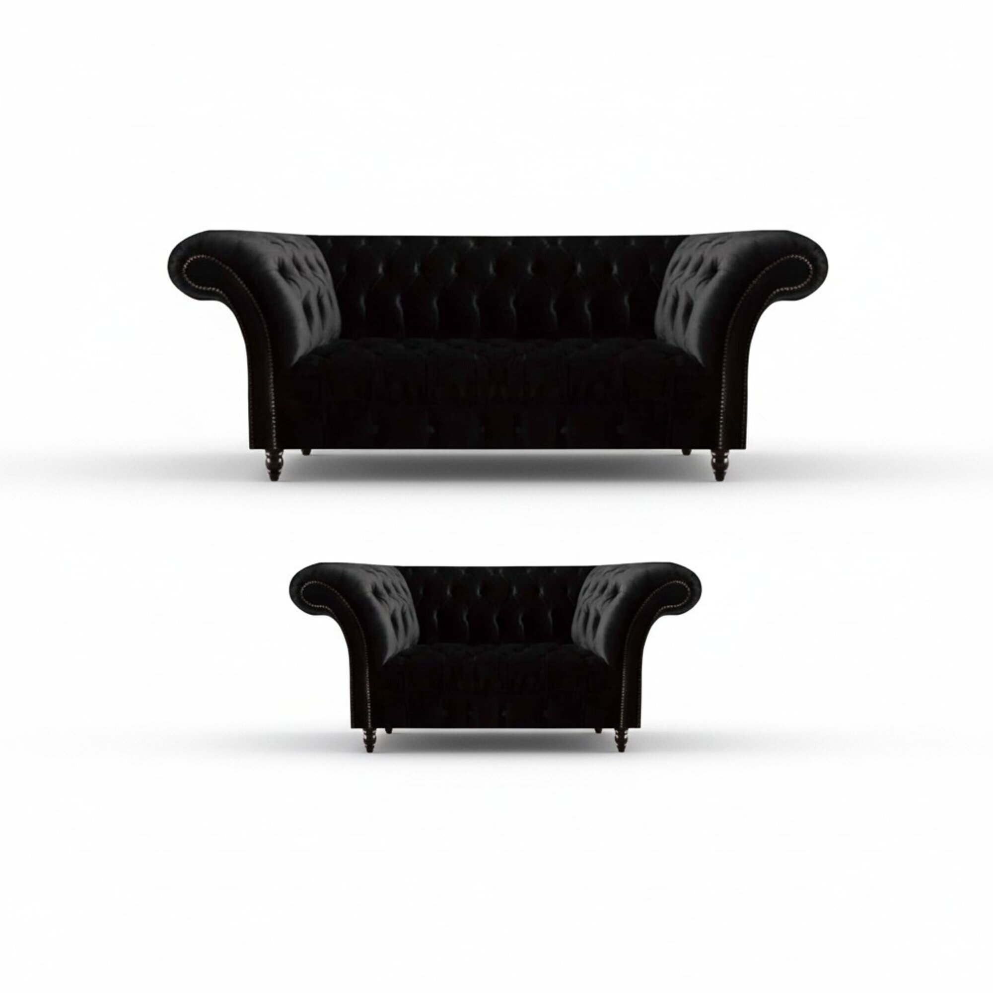 Exklusive Schwarze Chesterfield Sitzmöbel Moderne Posltercouchen 2tlg