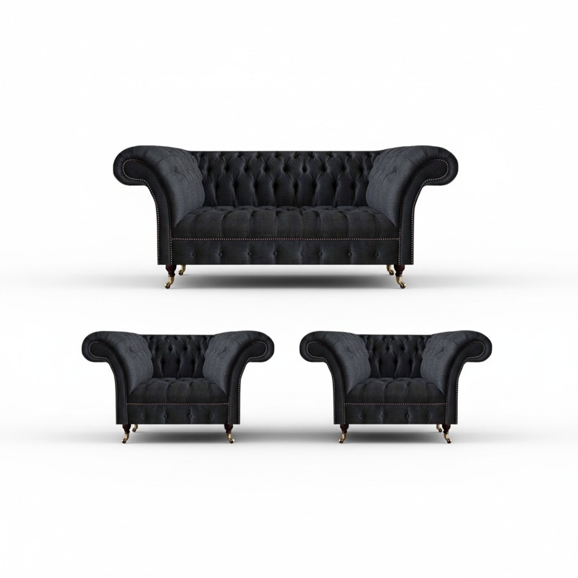 Exklusives Chesterfield Set Klassisch Sofagarnitur Designer 3-Sitzer Sessel