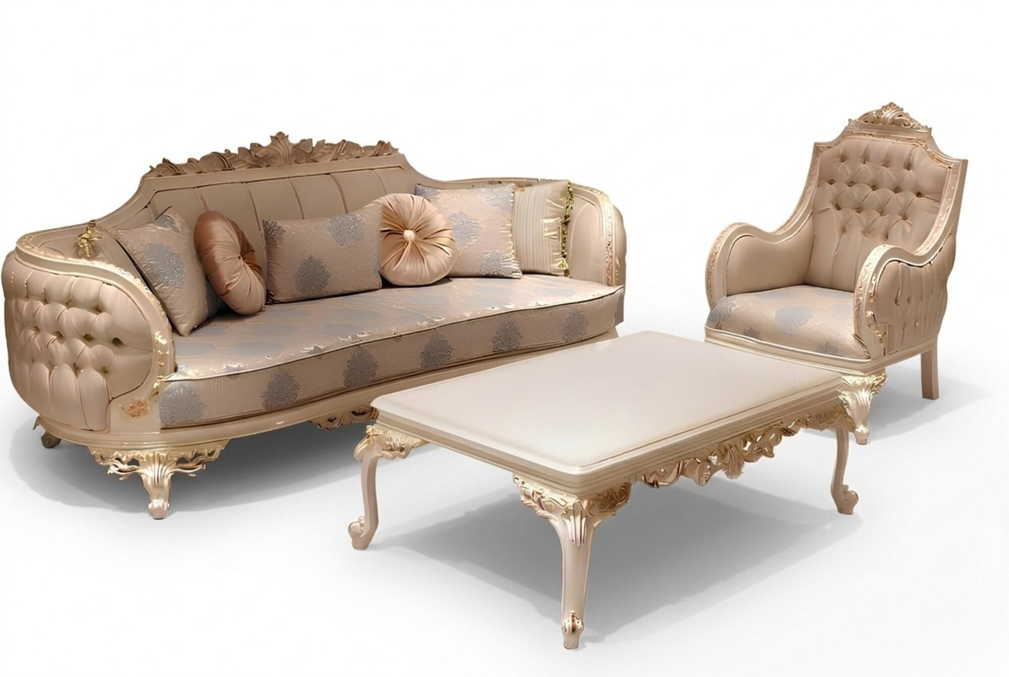 Exklusives Gemütlich Wohnzimmer 3 Sitzer Sofa Modern 2x Sessel Design