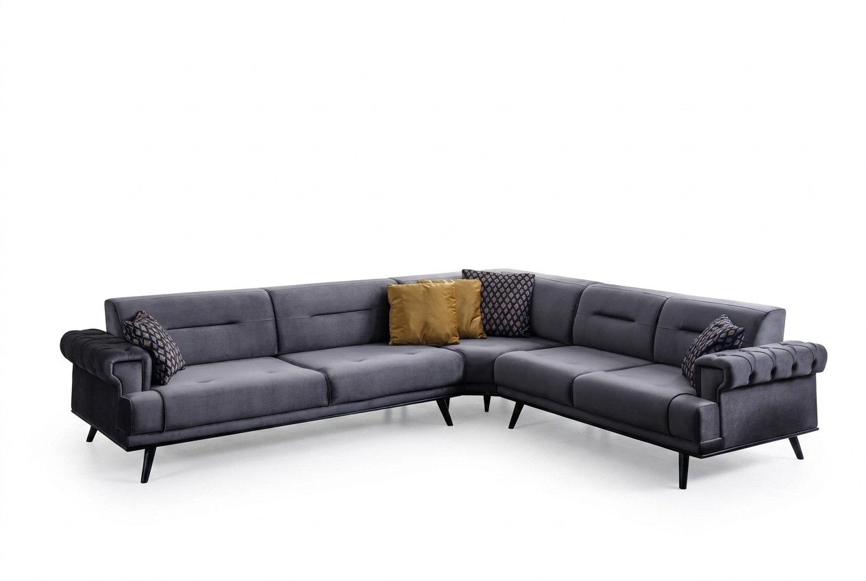 Exklusives Graues Ecksofa L-Form Designer Sofa Moderne Wohnzimmer Couch