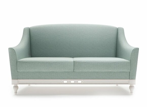 Chippendale Sofa 2 Sitzer Landhaus Stoffsofa mit Holz Designer Garnitur