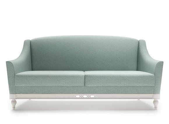 Chippendale Sofa 3 Sitzer Landhaus Stoffsofa mit Holz Designer Garnitur