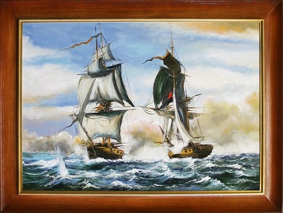 Gemälde Sturm Hafen Meer Öl Schiffe Ölbild Bild Ölbilder Rahmen