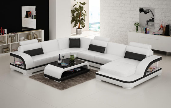 Ledersofa Couch Wohnlandschaft Ecksofa Dekor Eck Modern Design Garnitur