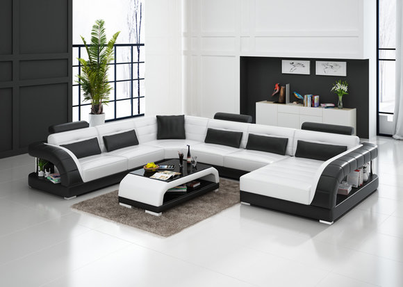 Ledersofa Couch Wohnlandschaft Eck Dekor Ecksofa Modern Design Garnitur